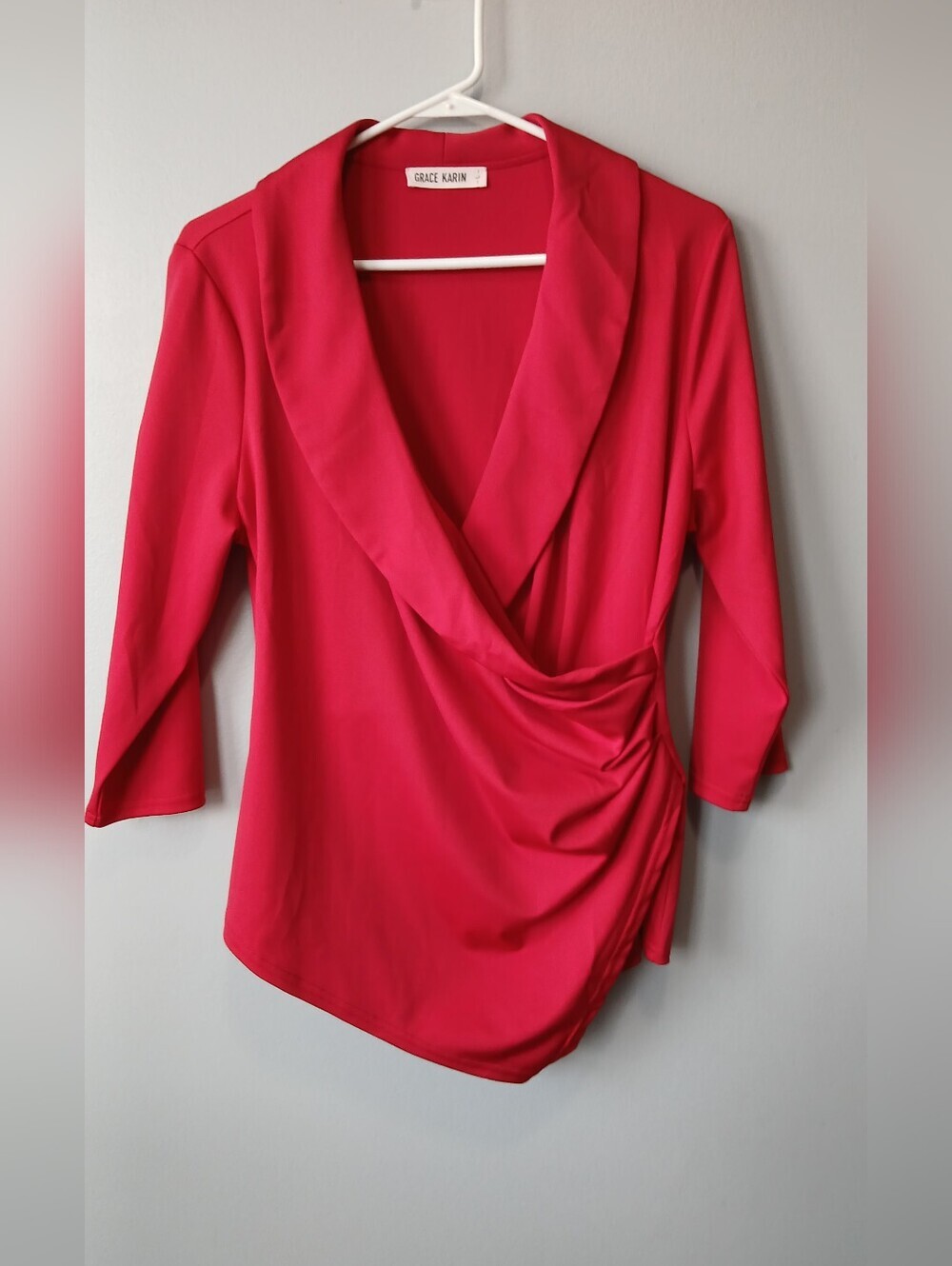 Grace Karin Rouched Wrap Top Womens Large